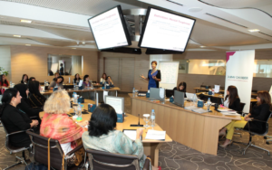 Team meeting in a conference room focused on career guidance and professional development discussions
