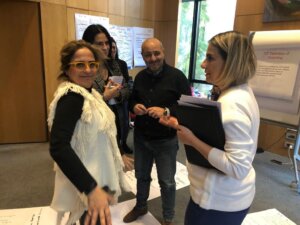 Leaders interacting during a coaching session focused on leadership development